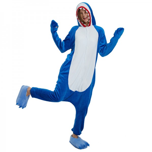 Animal Onesie Pajama Costumes Adult Shark Gloves A